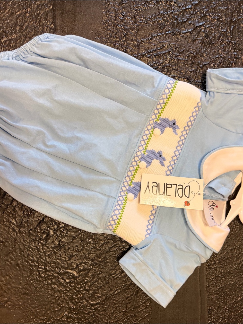 Light Blue Smocked Rabbit Easter Kids